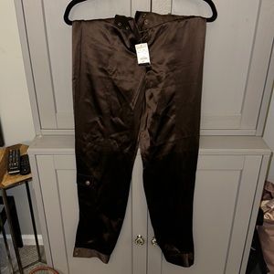 Brown Silk Capris